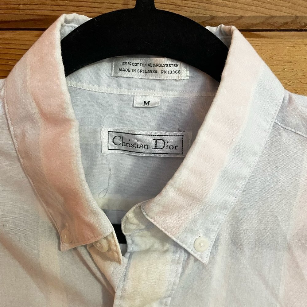 Christian Dior Button Down Short Sleeve Mens Collard Top Medium - Picture 6 of 6